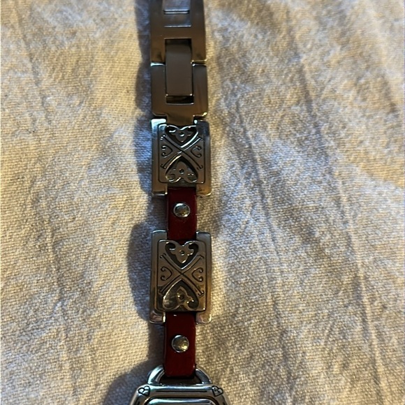 Brighton “Bismark” Dark Red & Silver Watch- Needs Battery- Beautiful Watch w/Tin main image 10